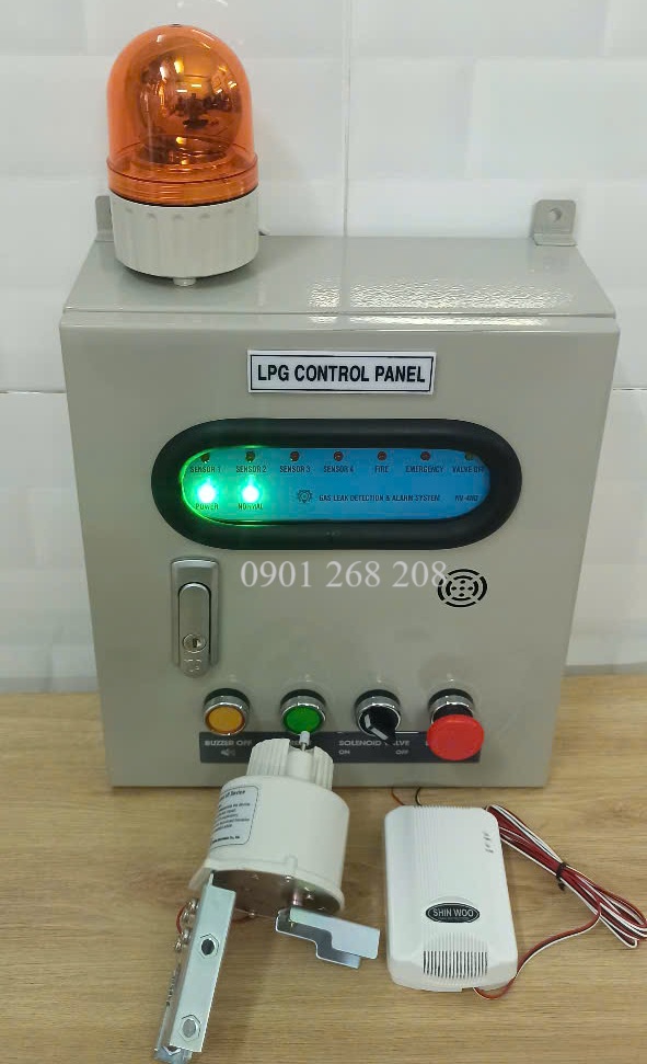 tu canh bao ro gas 4 kenh dau do 12VDC